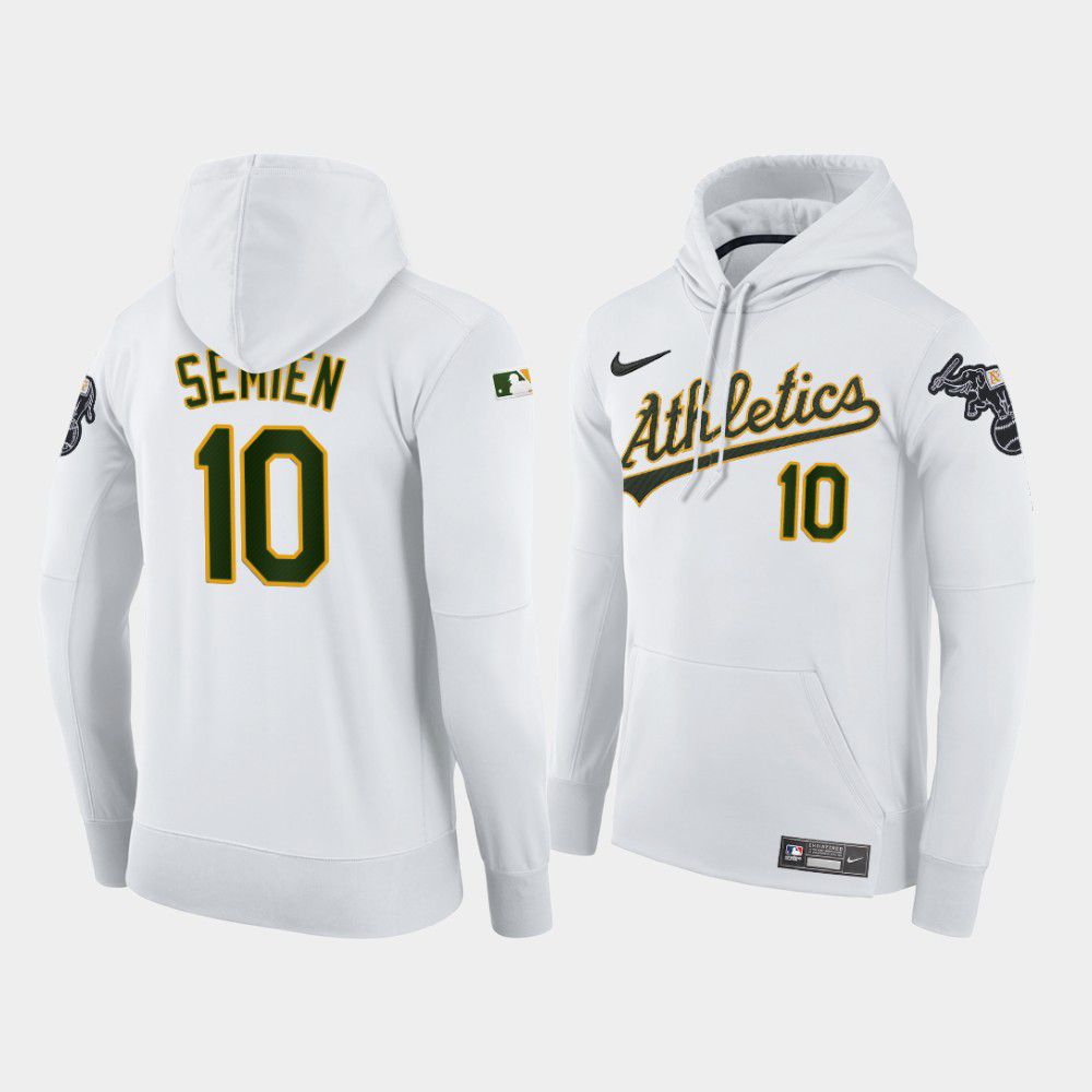 Men Oakland Athletics #10 Semien white home hoodie 2021 MLB Nike Jerseys